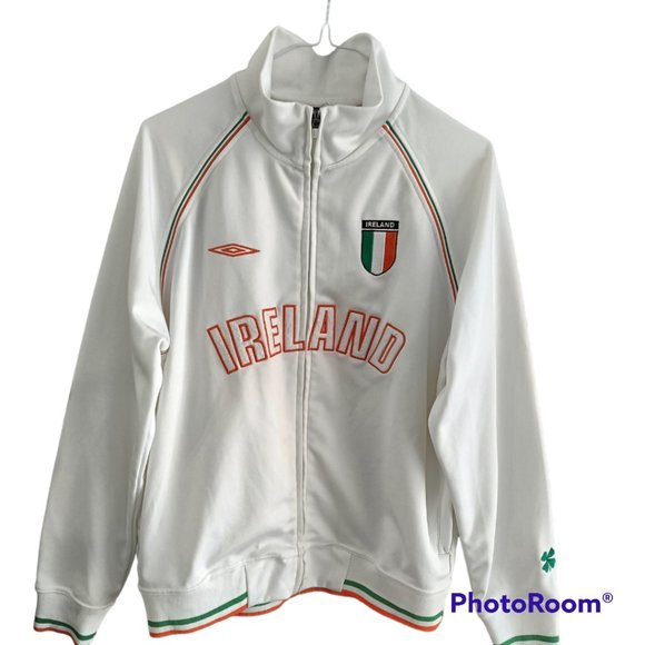 S⚽Umbro Ireland Soccer Football Full-Zip Track Jacket  White - Picture 1 of 9